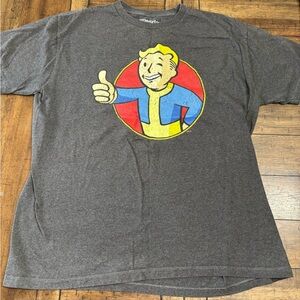 Gray Graphic Tee with Iconic Character Design